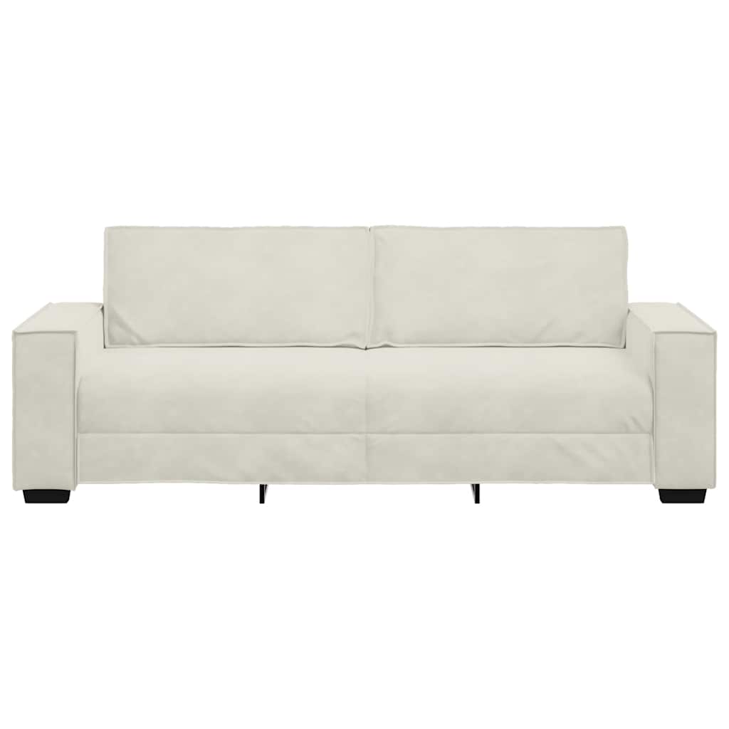 vidaXL Τριθέσιος Καναπές Κρεμ 220x78x84 εκ. Βελούδος