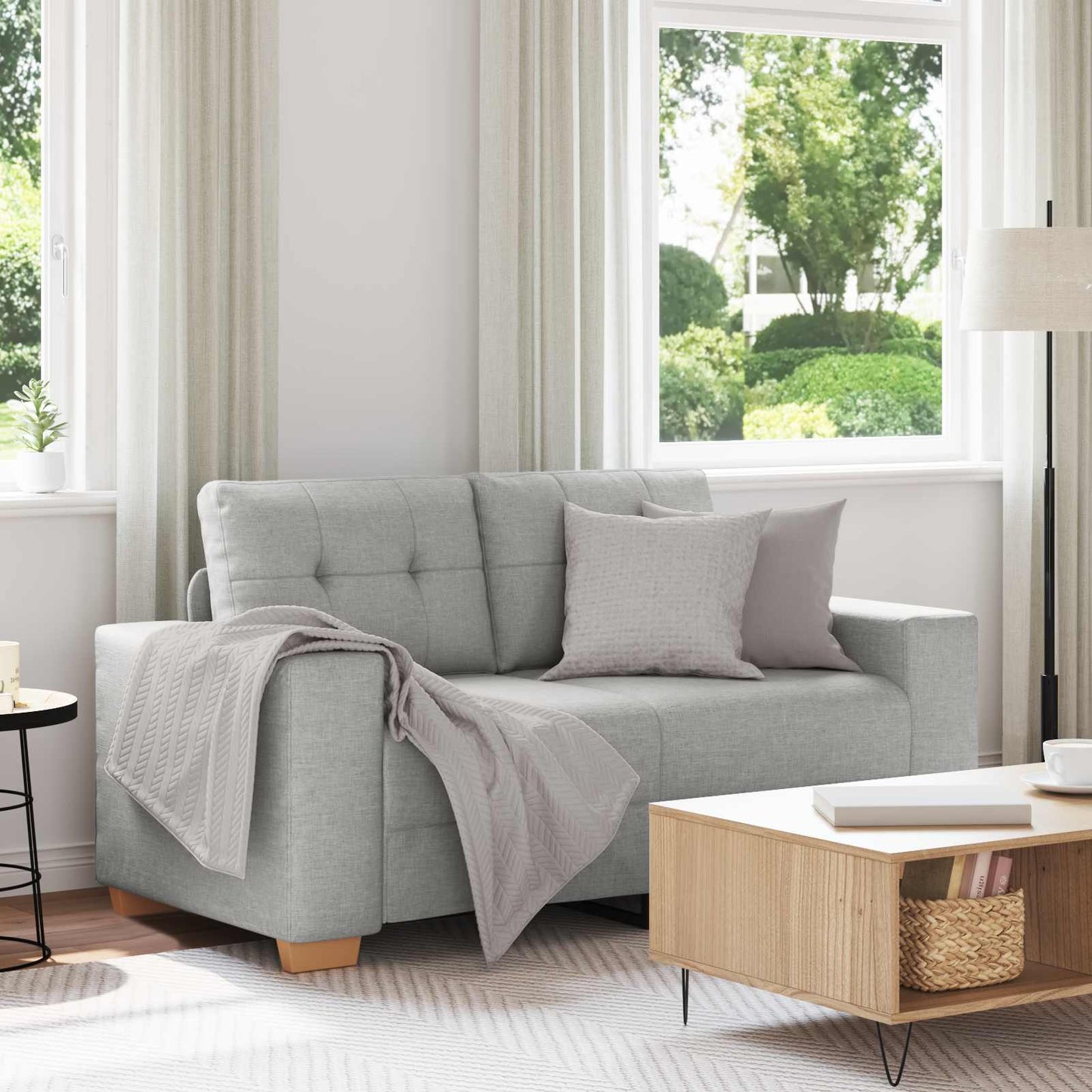 vidaXL Διθέσιος καναπές Σκίουρος Γκρί 160 cm ύφασμα