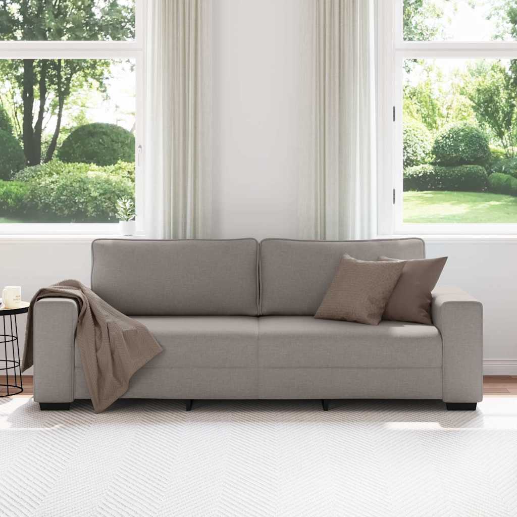 vidaXL Τριθέσιος Καναπές Μπεζ 220x77x82 εκ. Ύφασμα