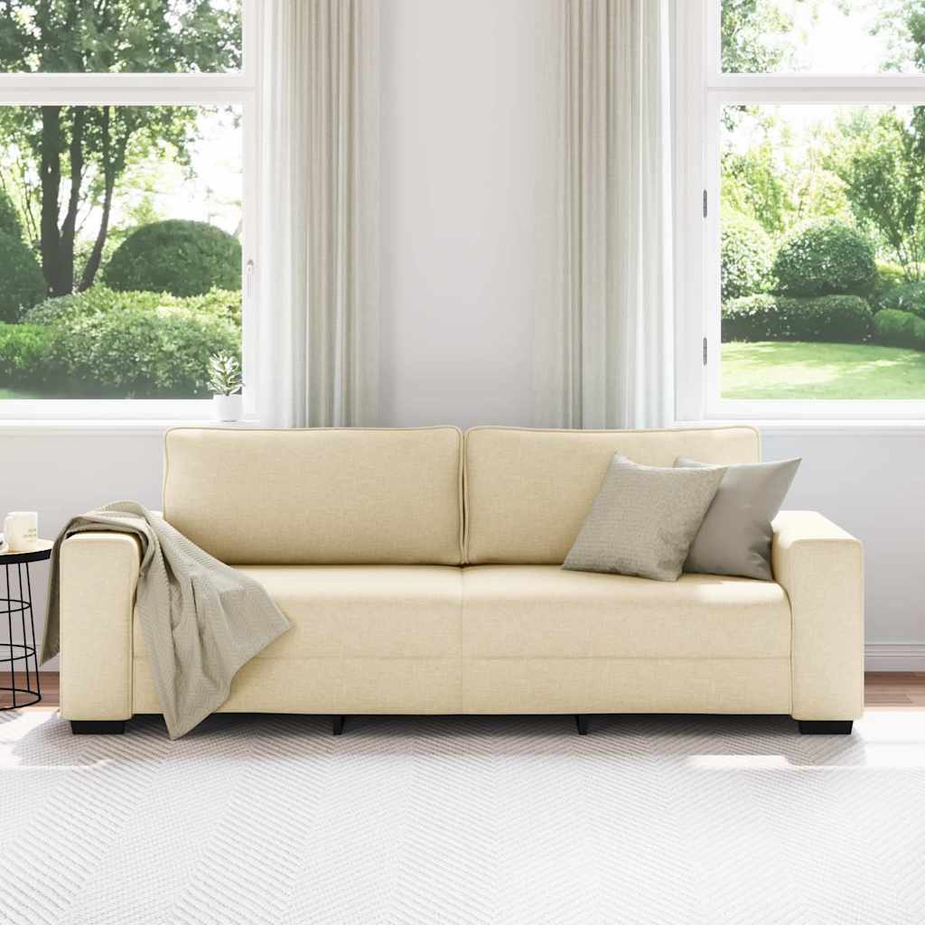 vidaXL Τριθέσιος Καναπές Μπεζ 220x77x82 εκ. Ύφασμα