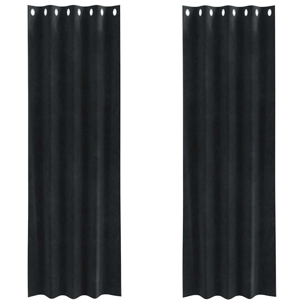 vidaXL Κουρτίνες 2 pcs Μαύρο 140 x 225 cm Βελούδο