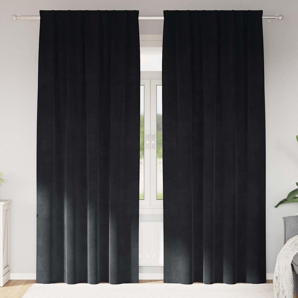 vidaXL Κουρτίνες 2 τμχ. Μαύρο 140 x 260 cm Βελούδο
