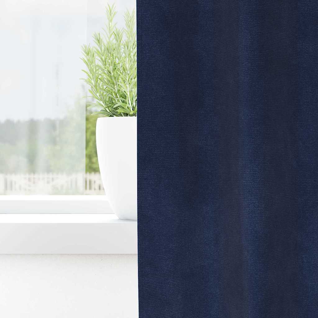 vidaXL Κουρτίνες 2 τμχ. Σκούρο Μπλε 140 x 140 cm Βελούδο