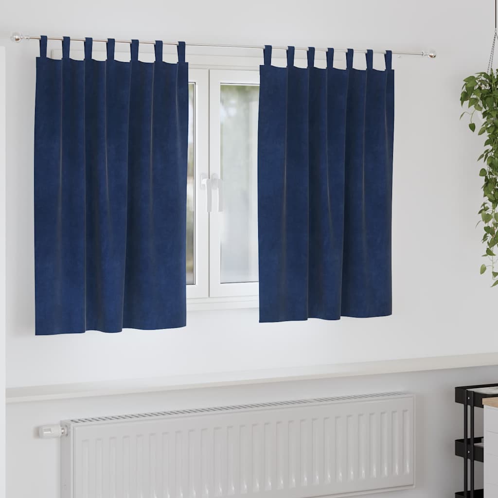 vidaXL Κουρτίνες 2 τμχ. Σκούρο Μπλε 140 x 140 cm Βελούδο