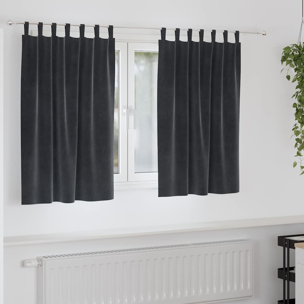 vidaXL Κουρτίνες 2 τμχ. Σκούρο Γκρι 140 x 140 cm Βελούδο