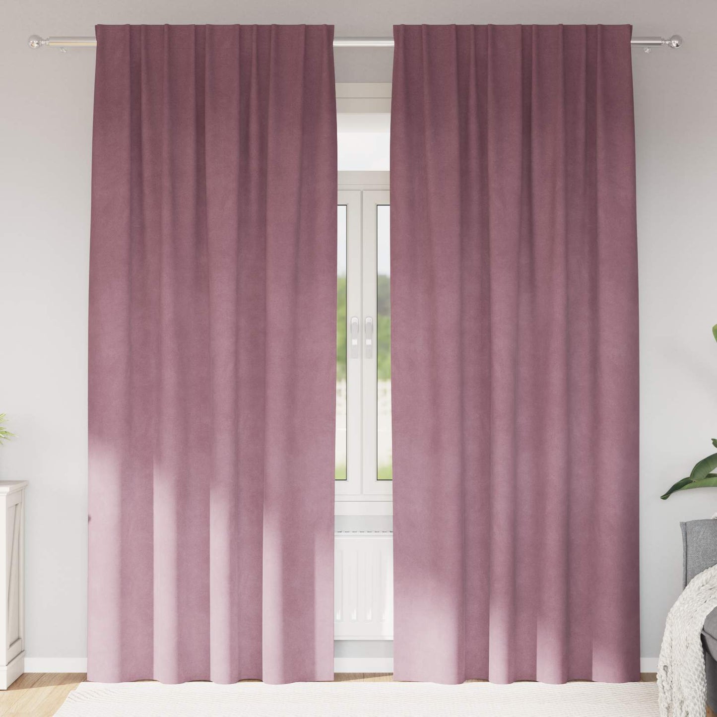 vidaXL Κουρτίνες 2 τμχ. Σκούρο ροζ 140 x 260 cm Βελούδο