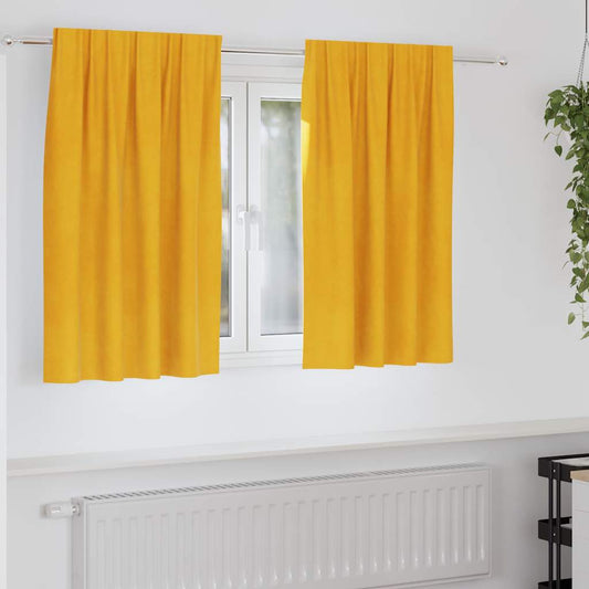 vidaXL Κουρτίνες 2 τμχ. Μουσταρδί 140 x 140 cm Βελούδο