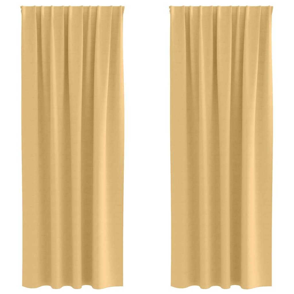 vidaXL Κουρτίνες με κουρτίνες 2 pcs Μπεζ 225 x 140 εκ. Πολυεστέρας