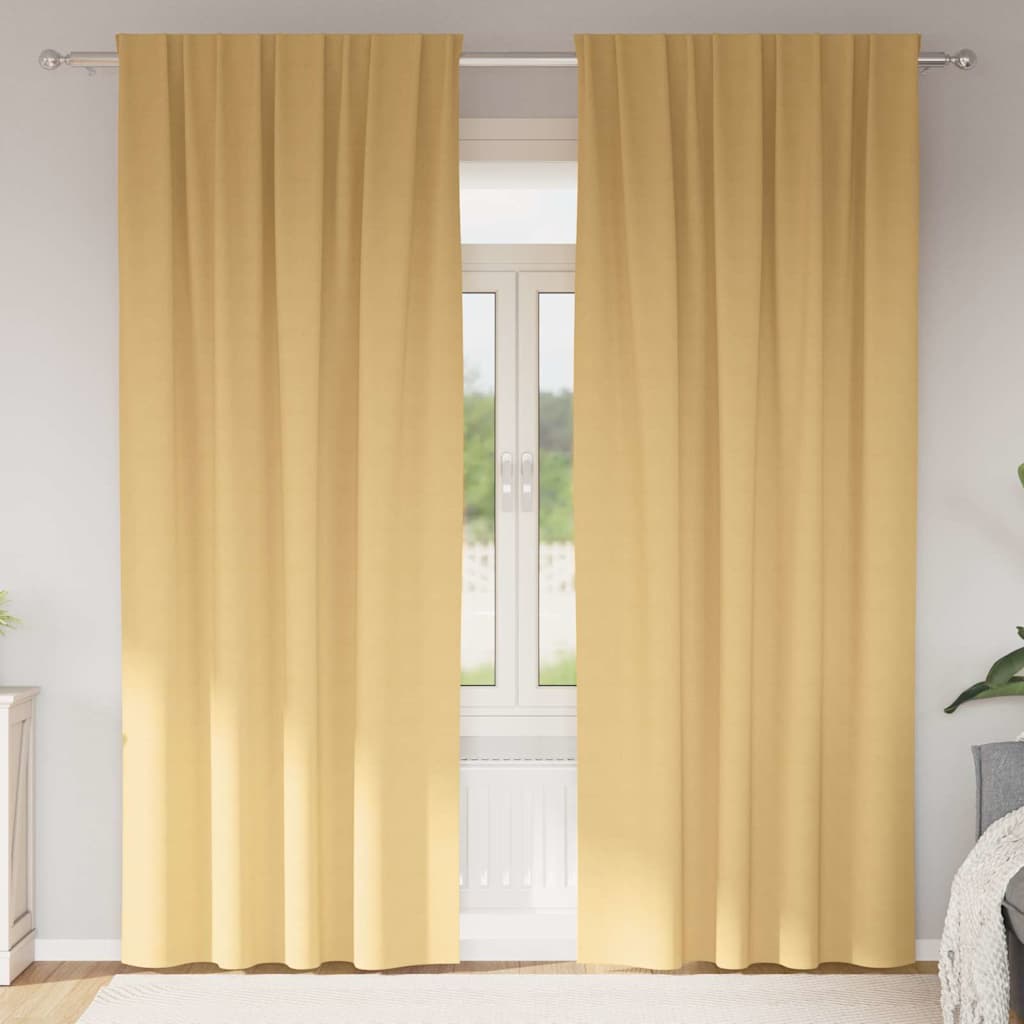 vidaXL Κουρτίνες με κουρτίνες 2 pcs Μπεζ 245 x 140 εκ. Πολυεστέρας