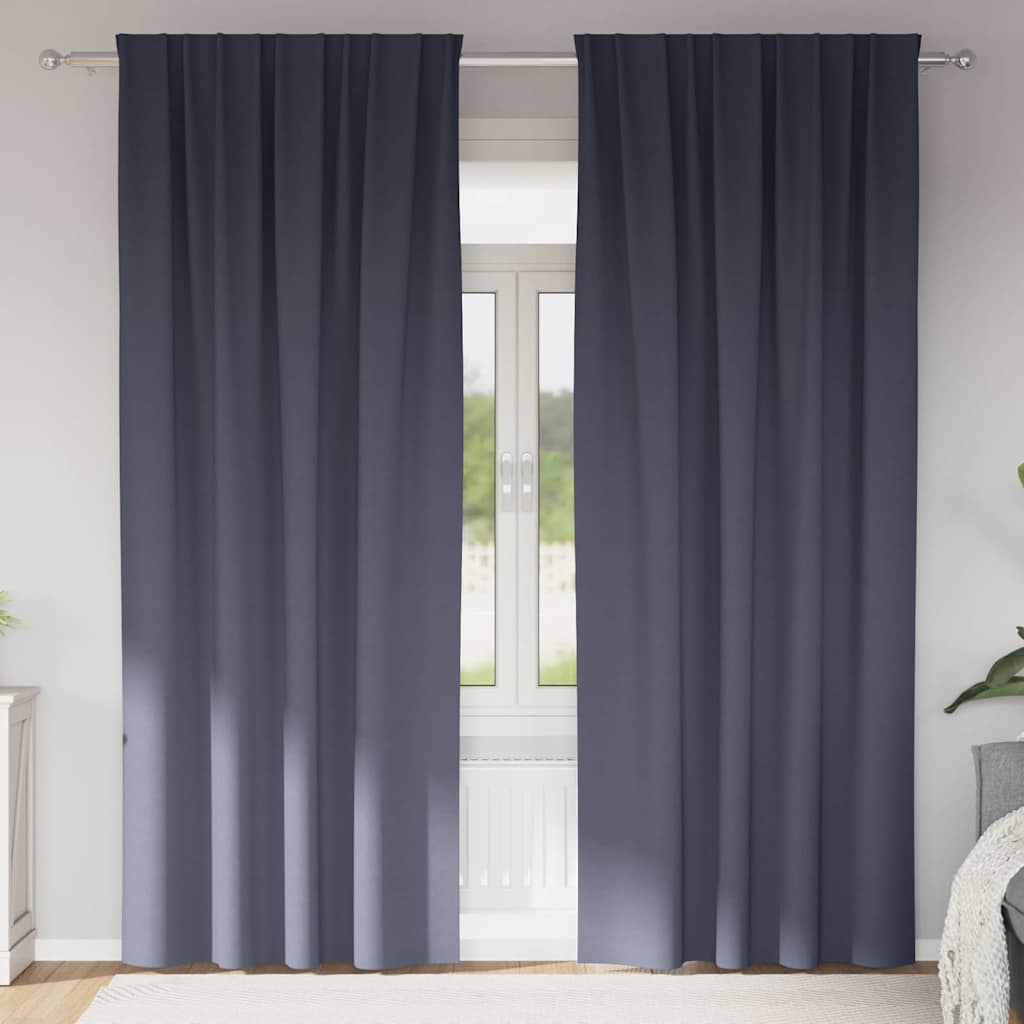 vidaXL Κουρτίνες με κουρτίνες 2 pcs Ανθρακί Πολυεστέρας