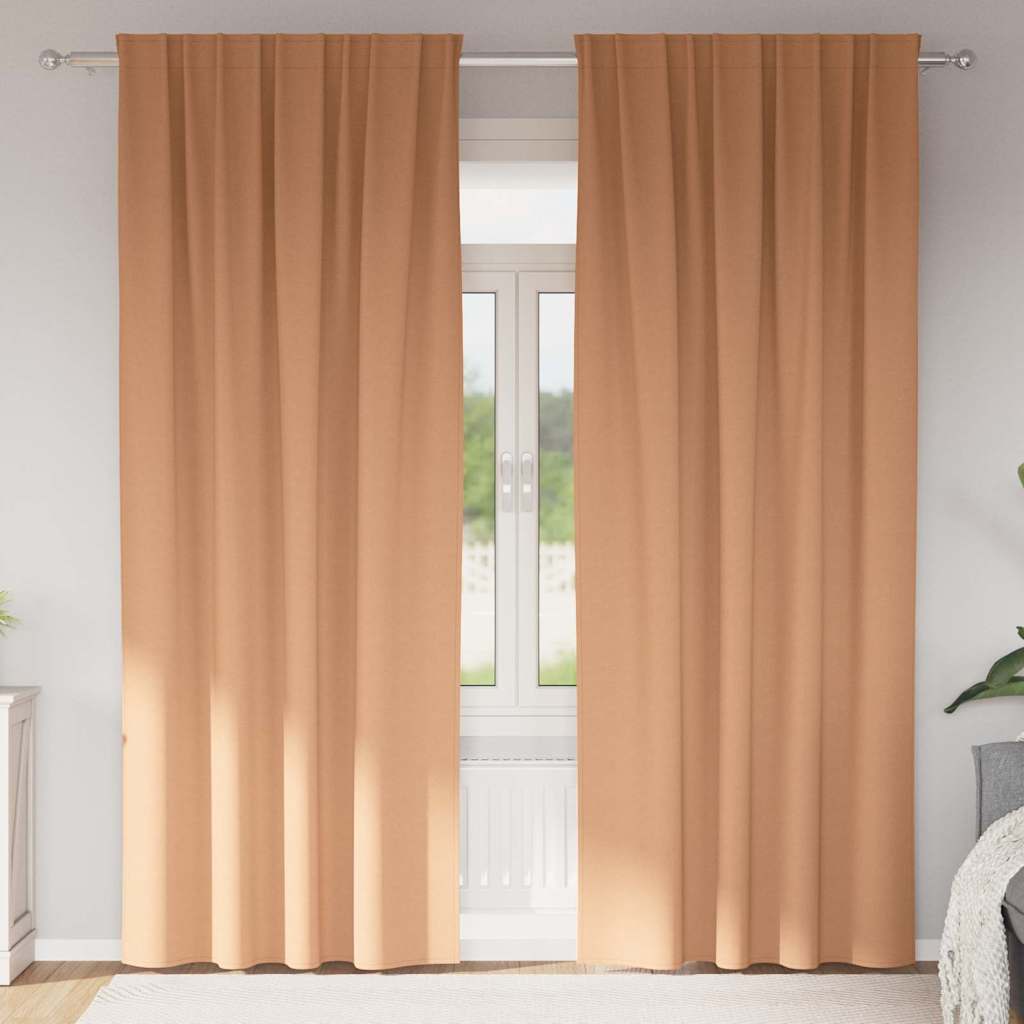 vidaXL Κουρτίνες 2 pcs Ανοιχτό καφέ 260 x 140 εκ. Πολυεστέρας