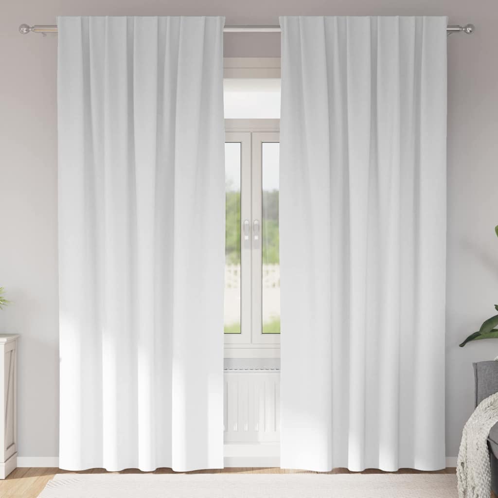 vidaXL Κουρτίνες με κουρτίνες 2 pcs Καθαρό Λευκό Πολυεστέρας