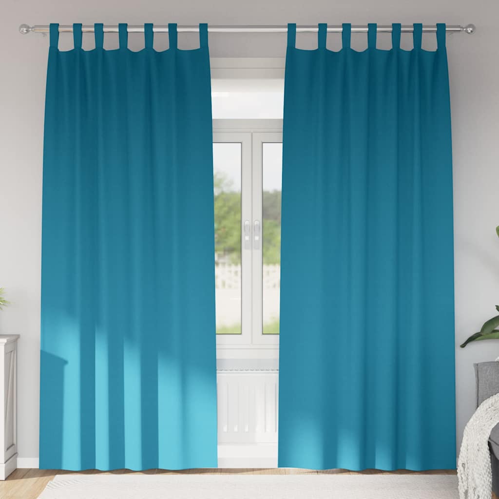 vidaXL Κουρτίνες με κουρτίνες 2 pcs Τιρκουάζ 260 x 140 εκ. Πολυεστέρας