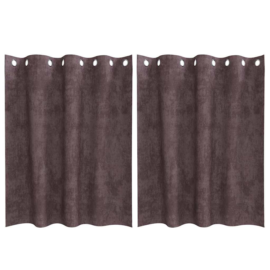 vidaXL Βελούδινες Κουρτίνες 2 τμχ. Καφέ 140 x 140 cm Βελούδο