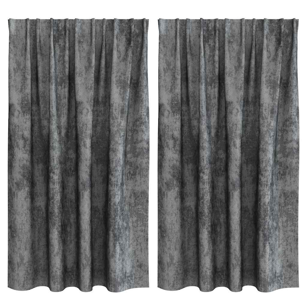 vidaXL Βελούδινες Κουρτίνες 2 τμχ. Γκρι 140 x 140 cm Βελούδο