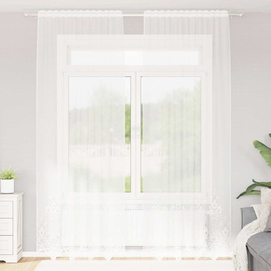 vidaXL Κουρτίνα Δαντέλας Λευκό 260 x 150 εκ Πολυεστέρας