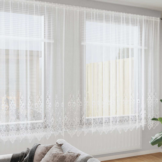 vidaXL Κουρτίνες με κουρτίνες Floral Λευκό 400 x 240 εκ. Πολυεστέρας