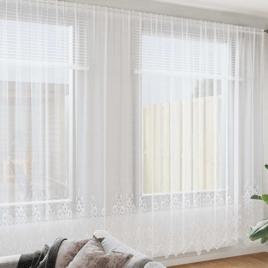 vidaXL Κουρτίνες με κουρτίνες Λευκό 750 x 300 εκ. Πολυεστέρας