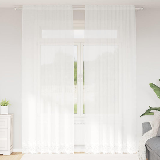 vidaXL Κουρτίνα Δαντέλας Λευκό 300 x 150 cm Πολυεστέρας