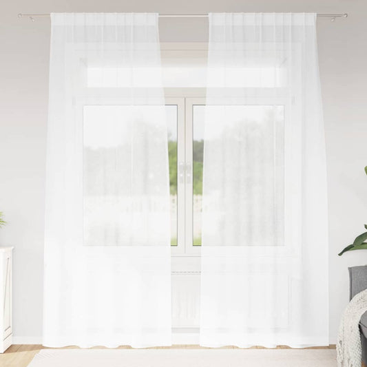 vidaXL Κουρτίνα βυσσινί 2 τμχ. Λευκό 260 x 140 εκ. Πολυεστέρας