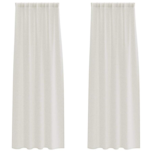 vidaXL Κουρτίνες με κουρτίνες 2 pcs Κρεμ 140 x 245 εκ. Πολυεστέρας