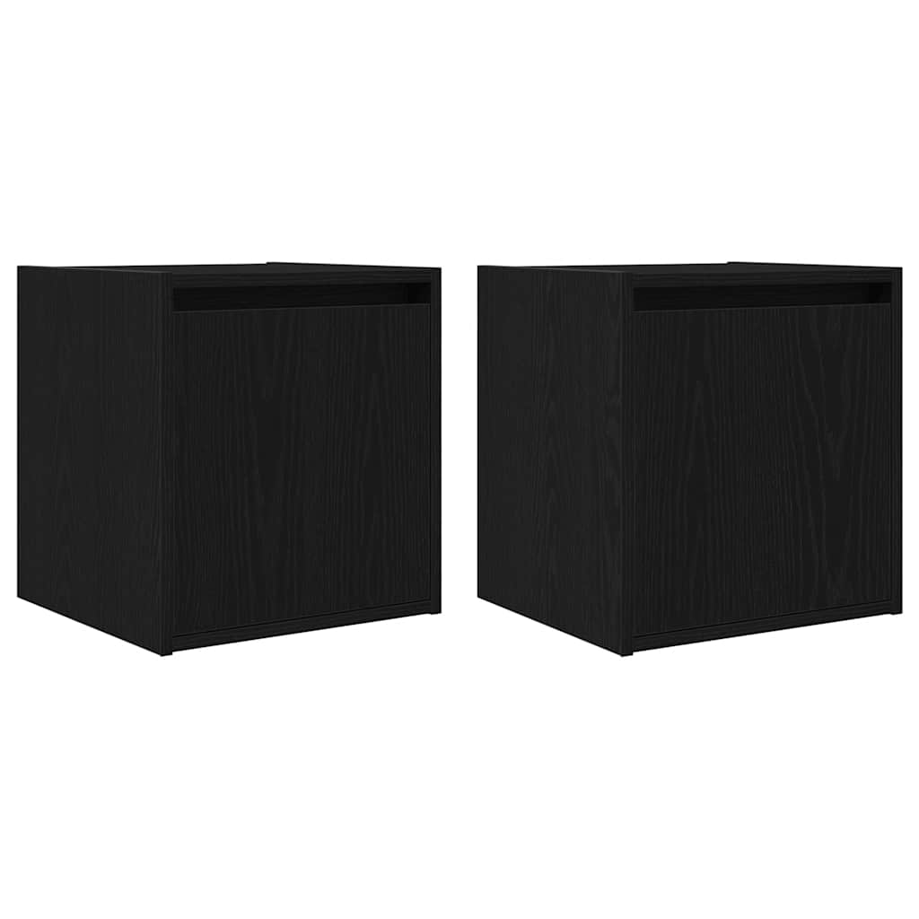 vidaXL Επιτοίχια κομοδίνα 2 τεμάχια Μαύρο 38x34x40 cm
