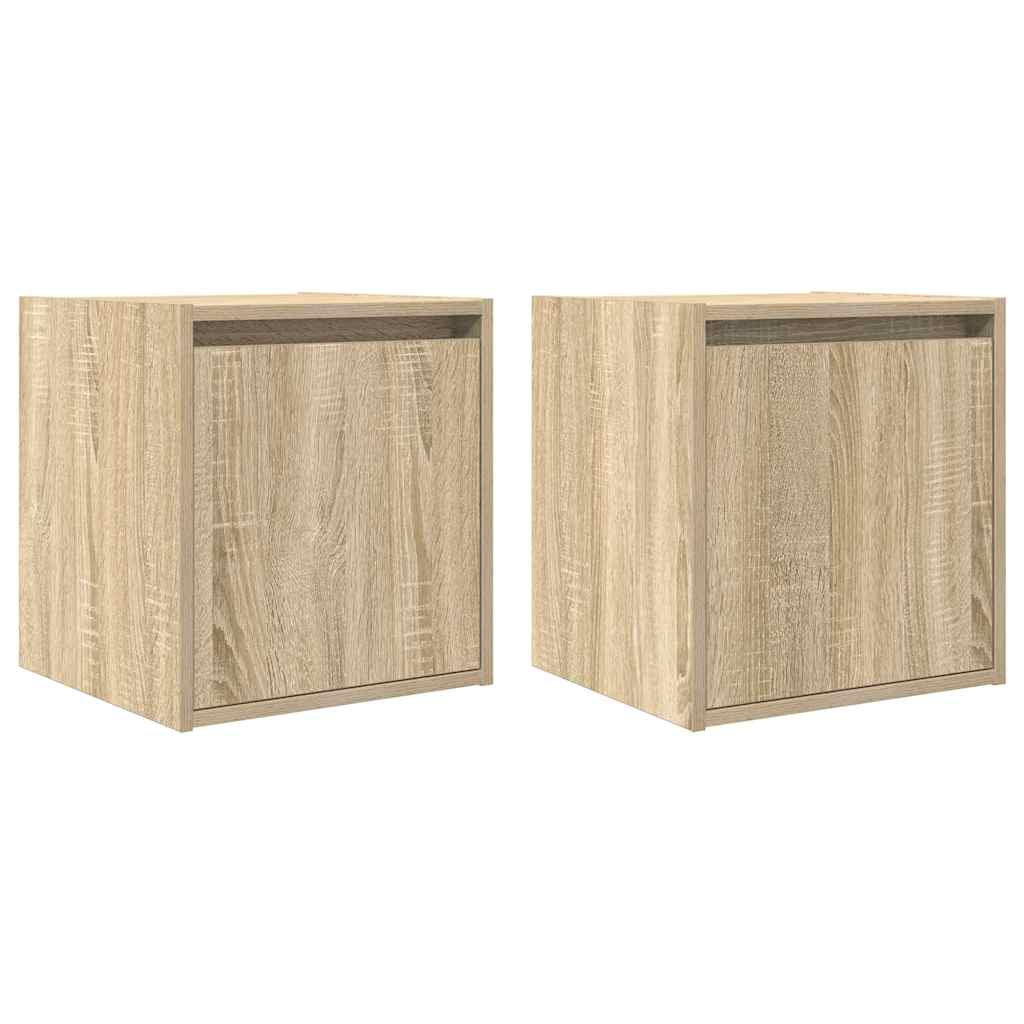 vidaXL Κομοδίνα Επιτοίχια 2 τεμ. Sonoma Δρυς 38x34x40 εκ.