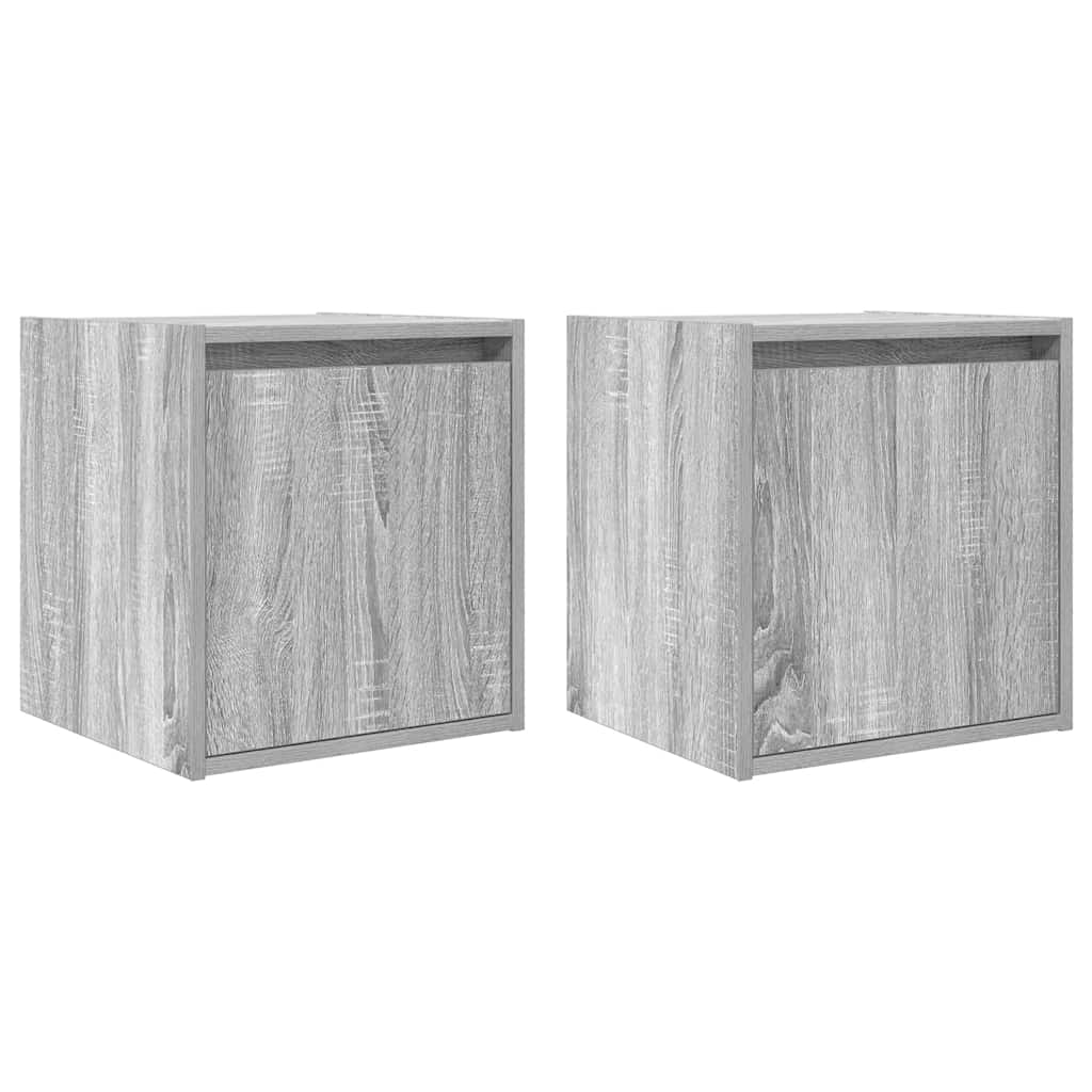 vidaXL Κομοδίνα Επιτοίχια 2 τεμ. Γκρι Sonoma 38x34x40 εκ.