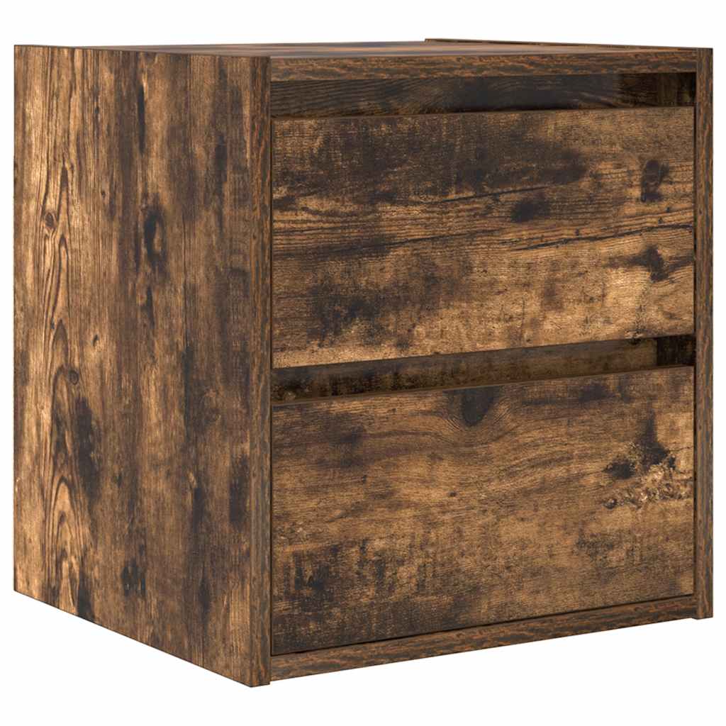 vidaXL Κομοδίνο Επιτοίχιο Καπνιστή Δρυς 38x34x40 εκ.