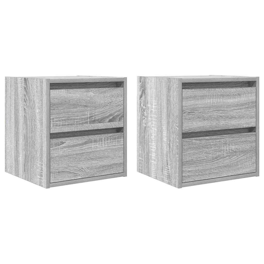 vidaXL Κομοδίνα Επιτοίχια 2 τεμ. Γκρι Sonoma 38x34x40 εκ.