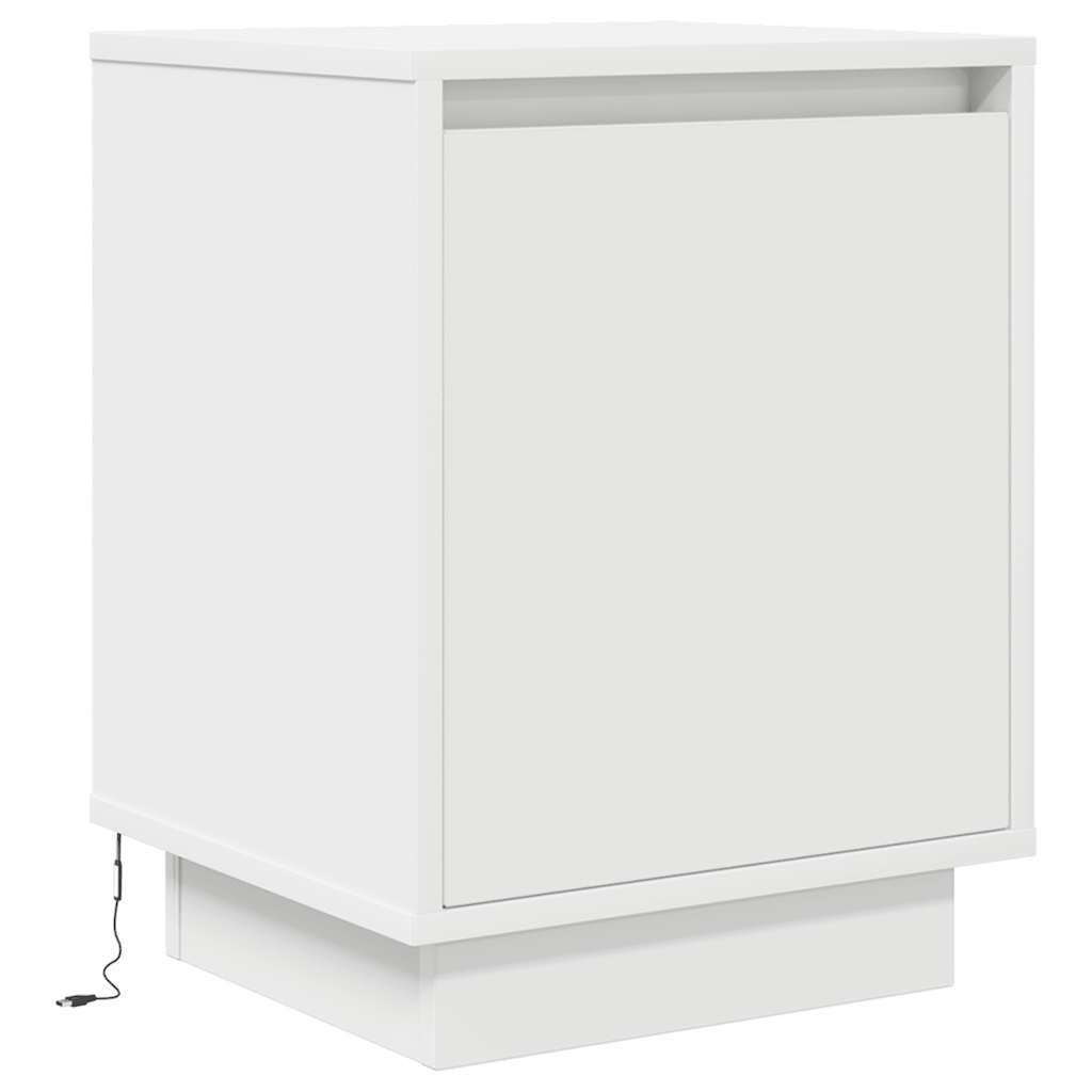 vidaXL Κομοδίνο με φώτα LED Λευκό 38x34x50 cm