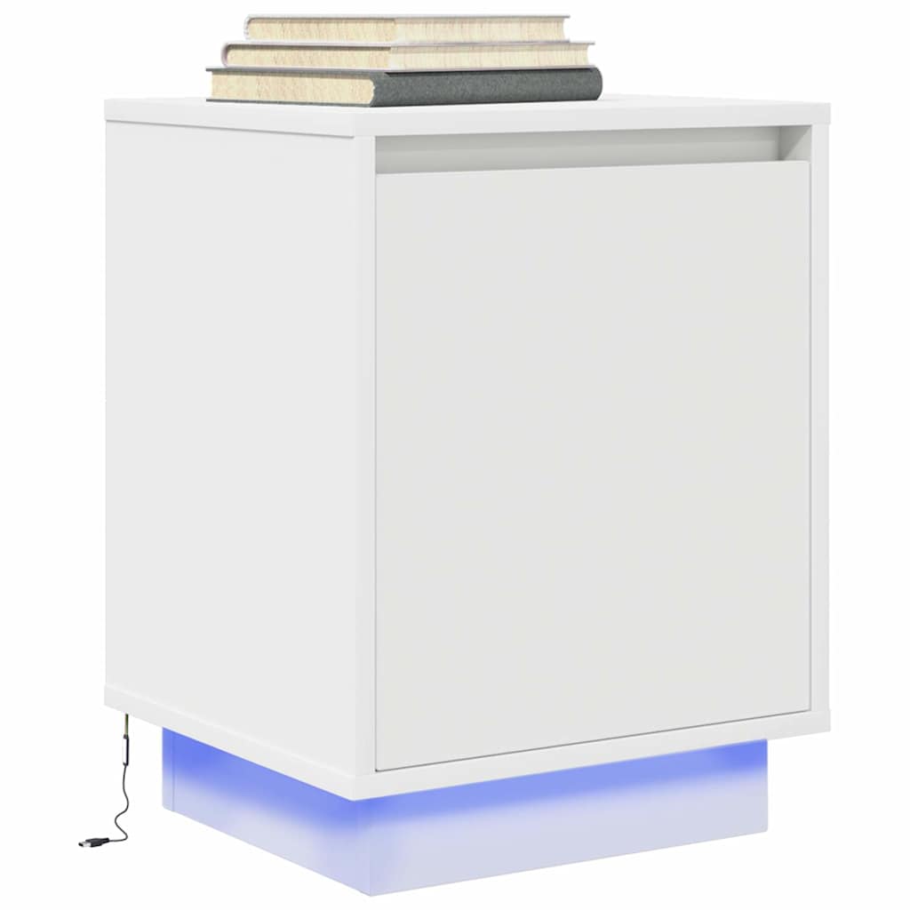 vidaXL Κομοδίνο με φώτα LED Λευκό 38x34x50 cm