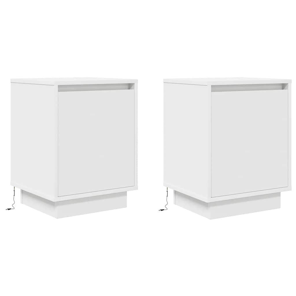 vidaXL Κομοδίνα με φώτα LED 2 τεμάχια Λευκό 38x34x50 cm