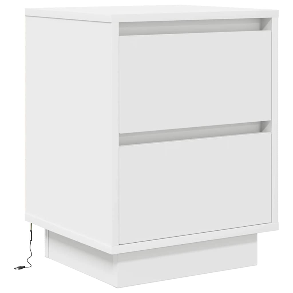 vidaXL Κομοδίνο με φώτα LED Λευκό 38x34x50 cm