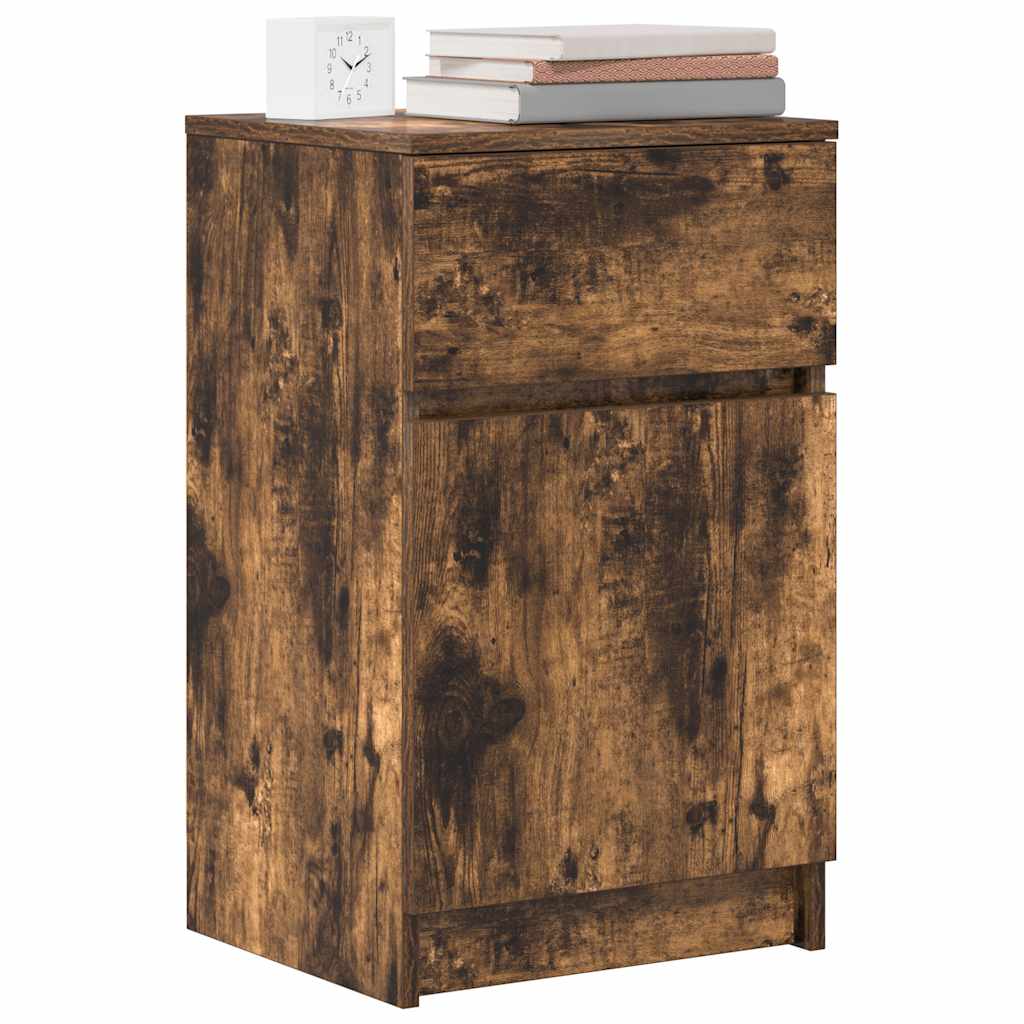 vidaXL Κομοδίνα 2 τεμ. Καπνιστή Δρυς 39x35x65 εκ. Επεξεργ. Ξύλο