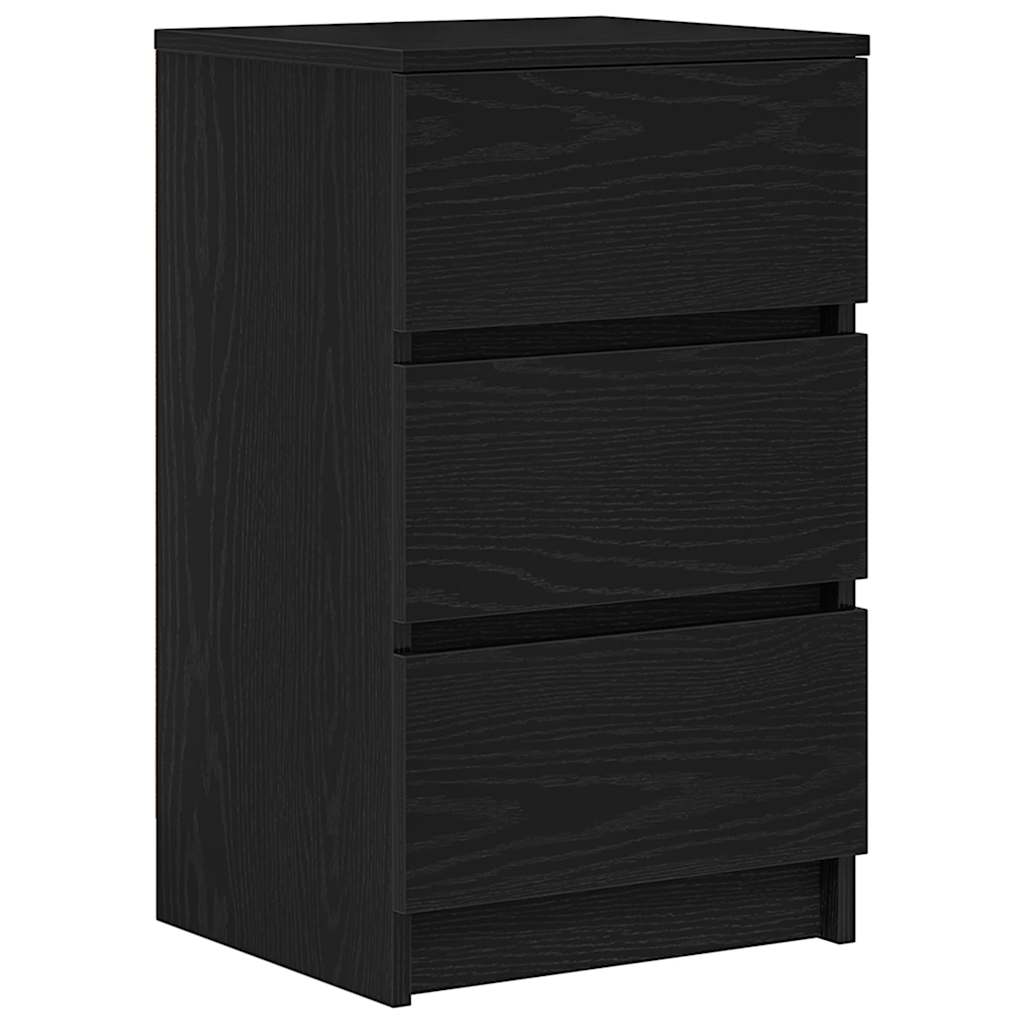 vidaXL Κομοδίνο με 3 συρτάρια Μαύρο 39x35x65 εκ.