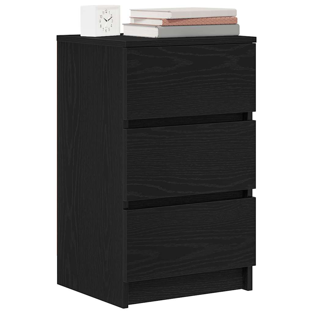 vidaXL Κομοδίνο με 3 συρτάρια Μαύρο 39x35x65 εκ.