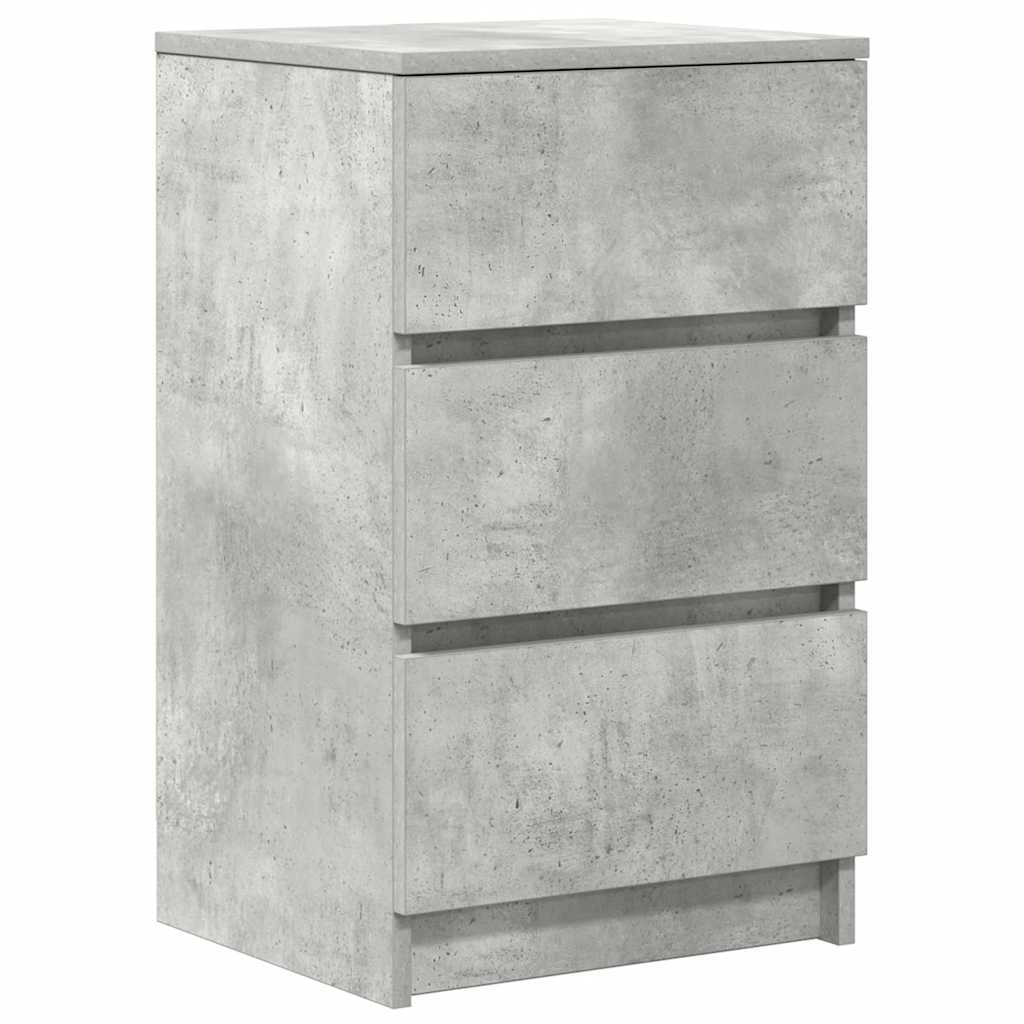 vidaXL Κομοδίνο με 3 συρτάρια Μπετόν Γκρι 39x35x65 εκ.