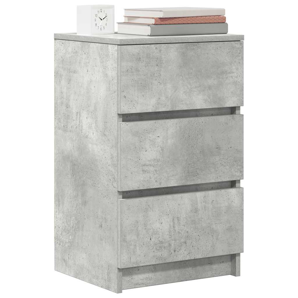 vidaXL Κομοδίνο με 3 συρτάρια Μπετόν Γκρι 39x35x65 εκ.