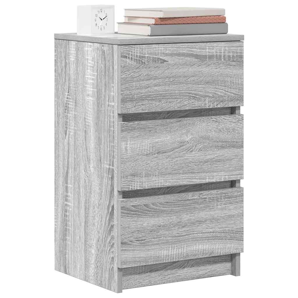 vidaXL Κομοδίνα με 3 συρτάρια 2 τεμάχια Γκρι Sonoma 39x35x65 εκ.