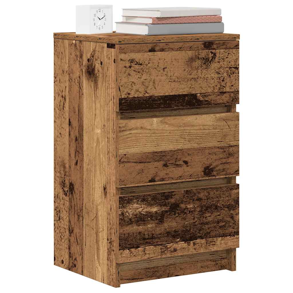 vidaXL Κομοδίνο με 3 συρτάρια Παλιό ξύλο 39x35x65 εκ.