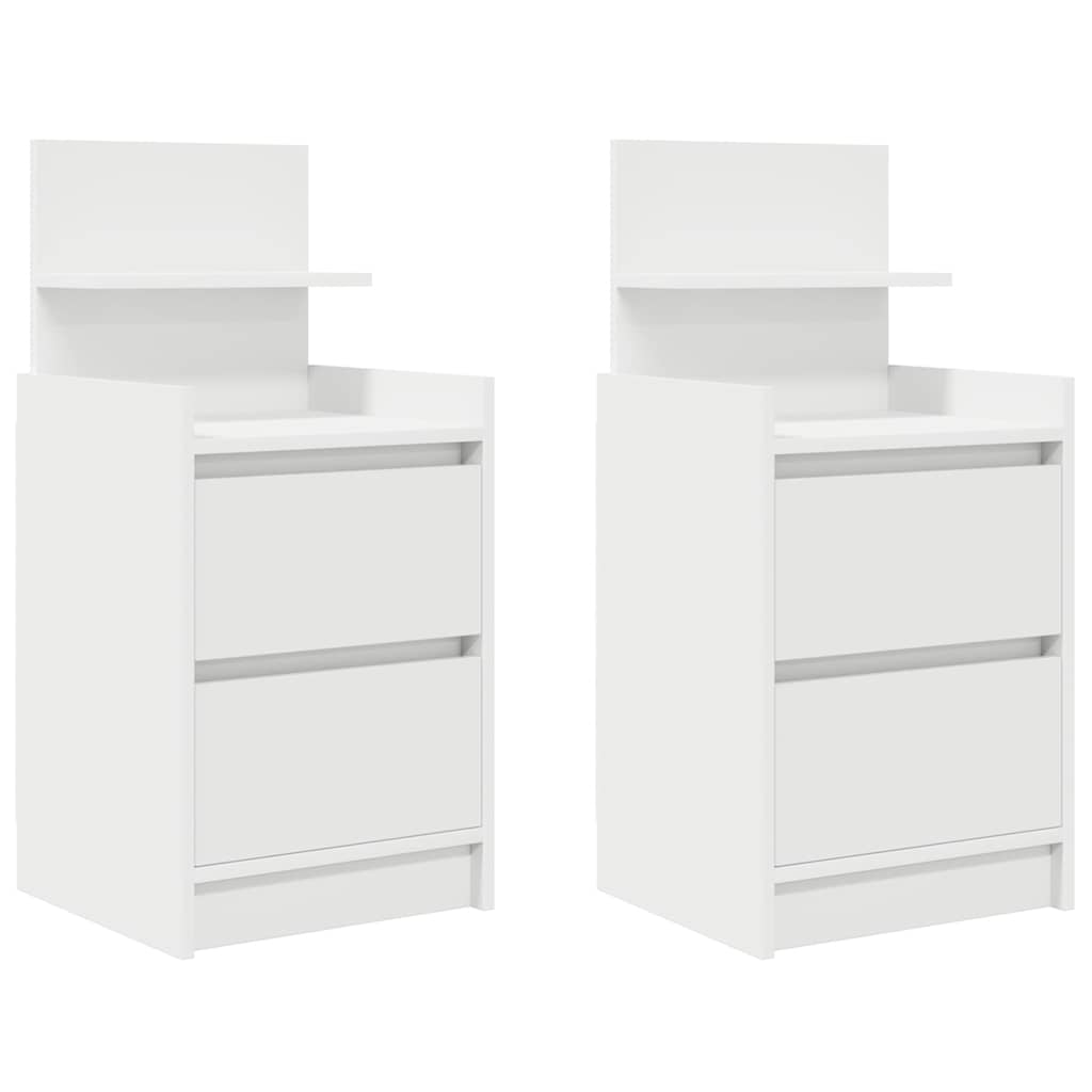 vidaXL Κομοδίνα με 2 συρτάρια 2 τεμάχια Λευκό 38x34x80 εκ.