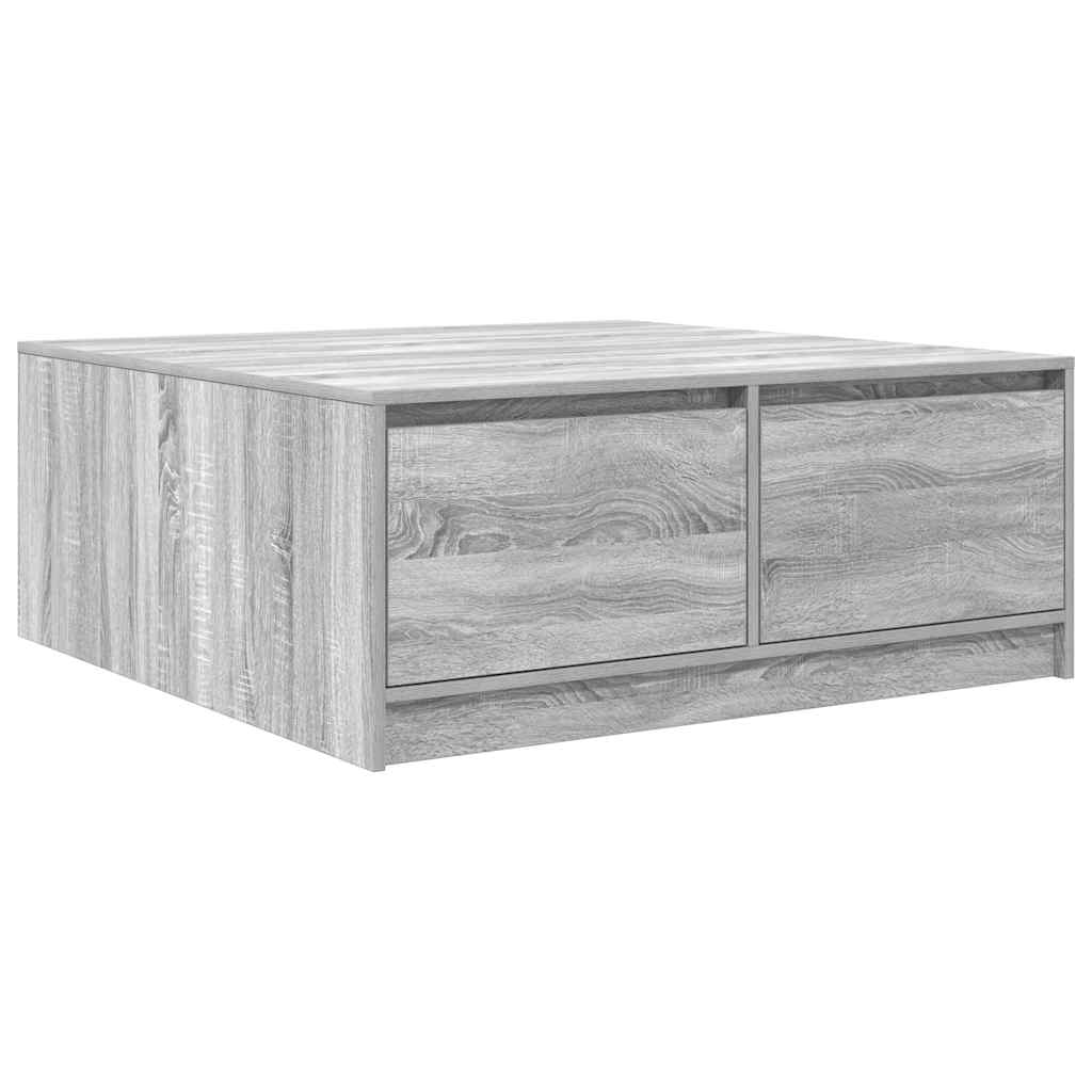 vidaXL Τραπεζάκι σαλονιού με συρτάρια Γκρι Sonoma 100x100x40 εκ.