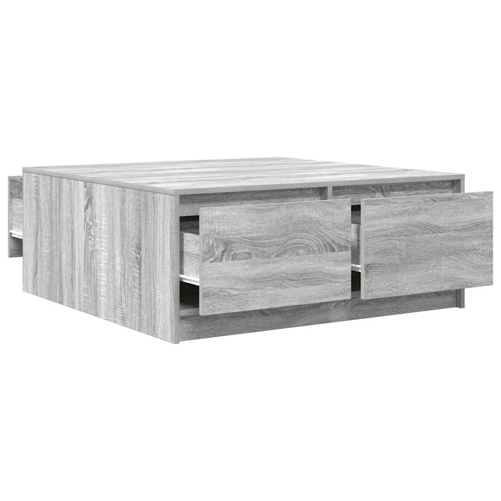 vidaXL Τραπεζάκι σαλονιού με συρτάρια Γκρι Sonoma 100x100x40 εκ.