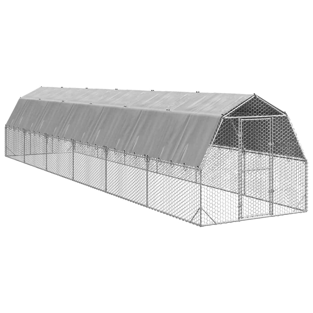 vidaXL Τρέξιμο για κοτόπουλα με οροφή 2,5x12x2,25 μ. από Γαλβ. Χάλυβα