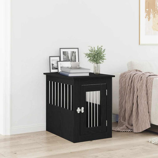vidaXL Έπιπλα Κλουβιού για Σκύλους Μαύρο Δρυς 62 x 45 x 59 εκ. από Τεχνητό Ξύλο