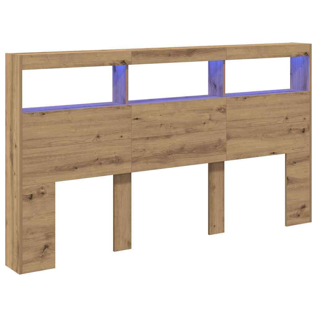 vidaXL Κεφαλάρι με Αποθηκευτικό Χώρο & LED Artisan Δρυς 180x17x102 εκ.