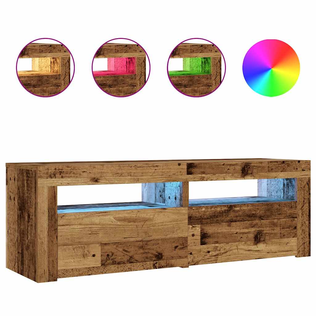 vidaXL Κομοδίνα με LED 2 τεμ. Παλιό ξύλο 60 x 35 x 40 εκ.