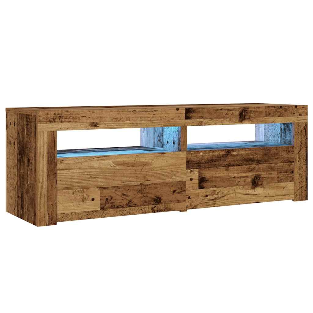 vidaXL Κομοδίνα με LED 2 τεμ. Παλιό ξύλο 60 x 35 x 40 εκ.