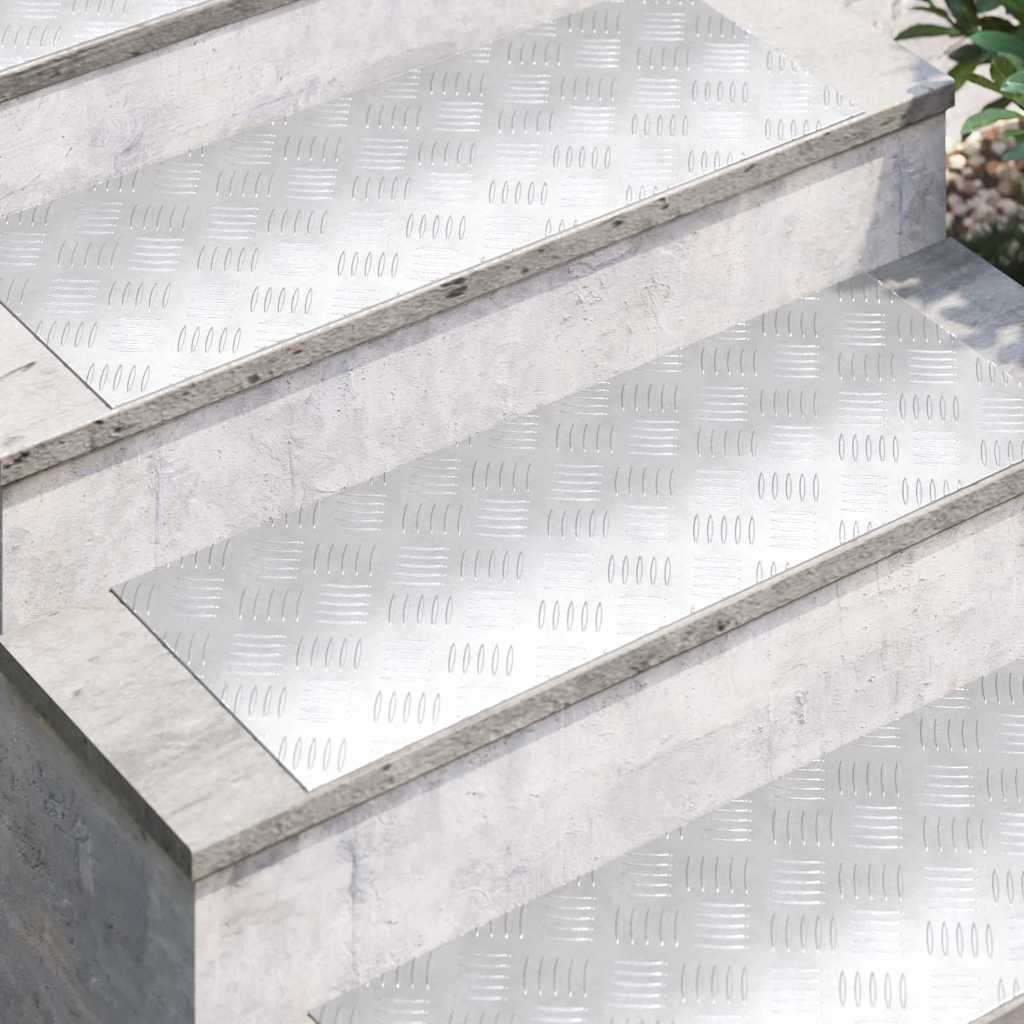 vidaXL Σκαλοπάτι 4 τμχ. 80 x 30 cm Ασημί Αλουμίνιο Ορθογώνιος